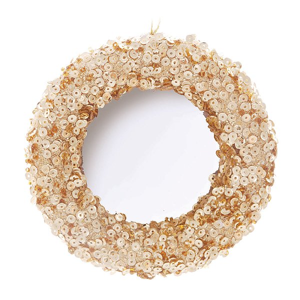 Porta Retrato Redondo Lantejoulas Ouro