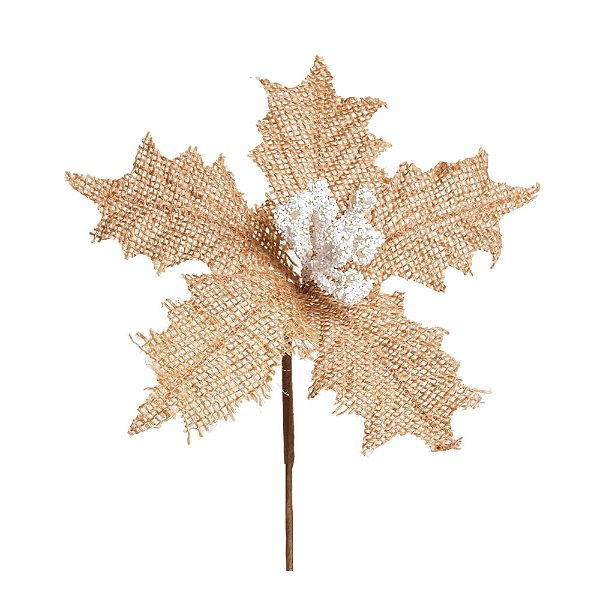 Poinsetia Juta e Branco - Flores Cabo Curto