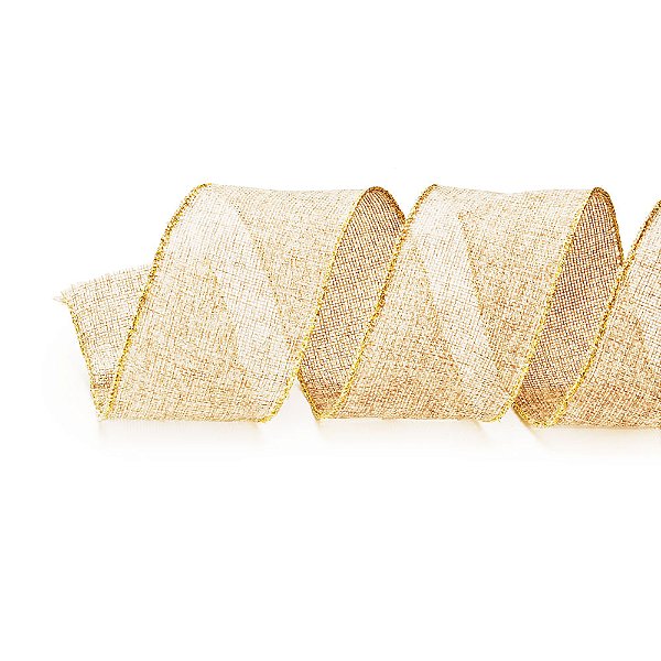 Fita Bege e Ouro 6,3cm
