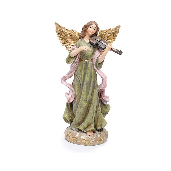 Anjo Decorativo Com Violino Cor Verde