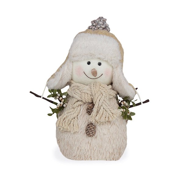 Boneco De Neve Decorativo Com Cachecol e Gorro De Tricô