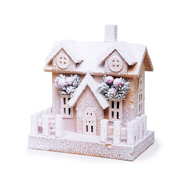 Casa de Madeira Nevada Cerca com Led