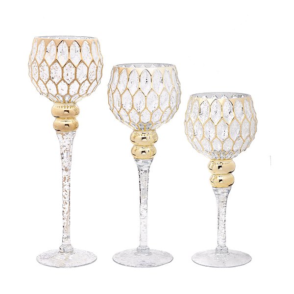 Castiçais Colmeia Ouro P M e G - 3 Un