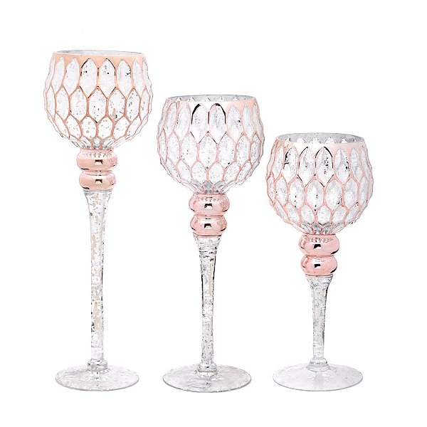 Castiçais Colmeia Rose Gold P M e G - 3 Un