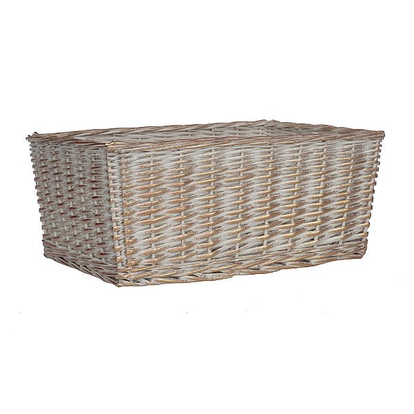 Cesta de Vime Retangular Marfim e Ouro G