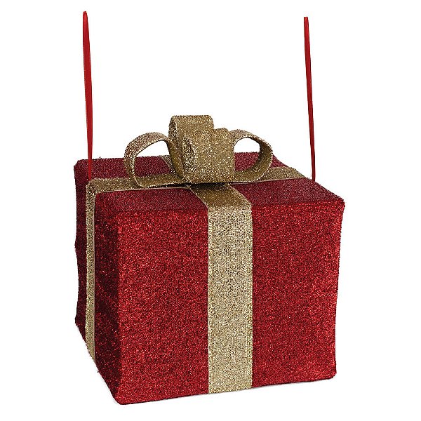 Caixa Presente Decoraiva com Laço Dourado 30cm