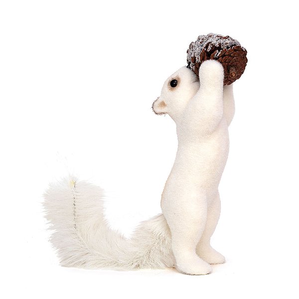 Esquilo Segurando Pinha Bege e Branco M