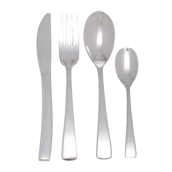Faqueiro em Aco Inox Prata Quadrado - 24 Un