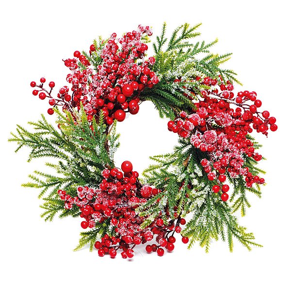 Guirlanda Folhas e Frutas Vermelhas 40cm