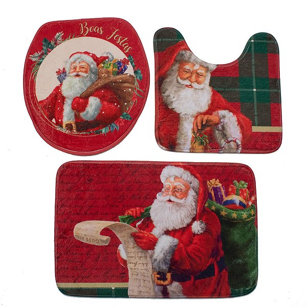 Kit Tapete para Banheiro Noel com Carta - 3 Un