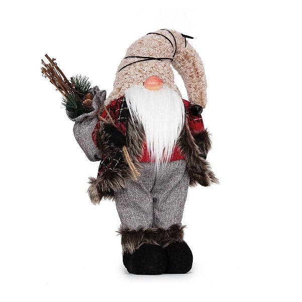 Kringle com Casaco Xadrez e Gorro 70cm