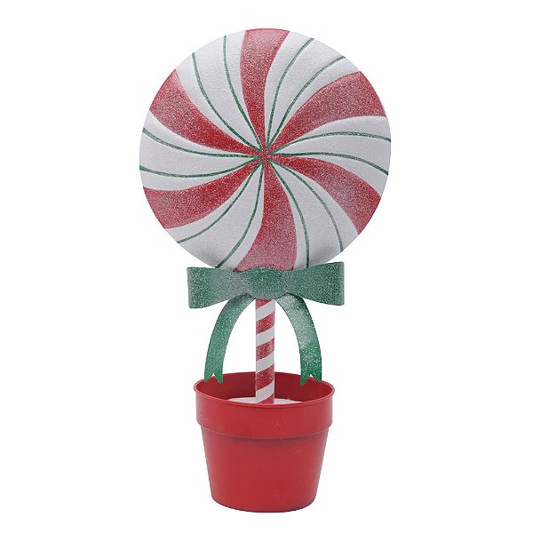 Pirulito Decorativa Vermelho em Metal