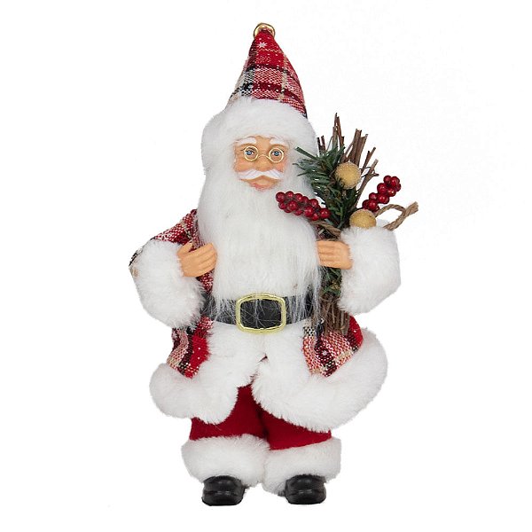 Papai Noel Segurando Arranjo Xadrez Vermelho - 3 Un