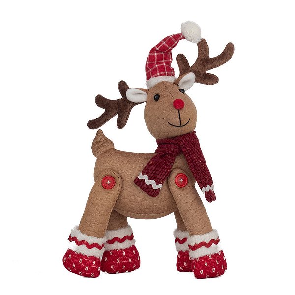 Rena Decorativa com Cachecol e Gorrinho Noel  P