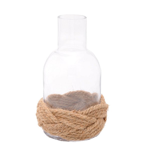 Vaso de Vidro Base de Corda Incolor Bege G