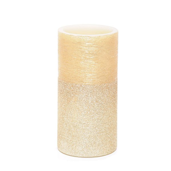Vela Redonda com Led Ouro Trabalhada