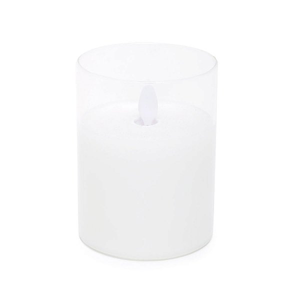 Vela Redonda em Vidro com Led Cristal