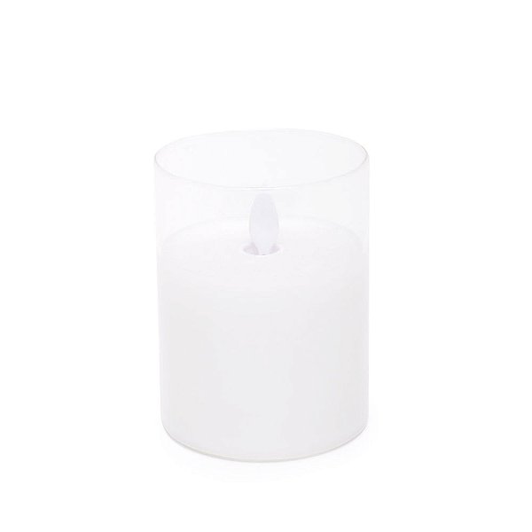 Vela Redonda em Vidro com Led Cristal