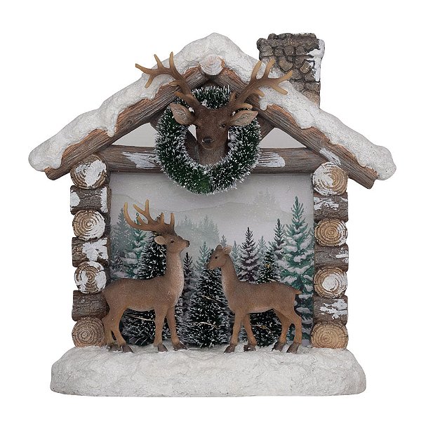 Portal de Madeia e Pedras com Casal de Rena Nevado