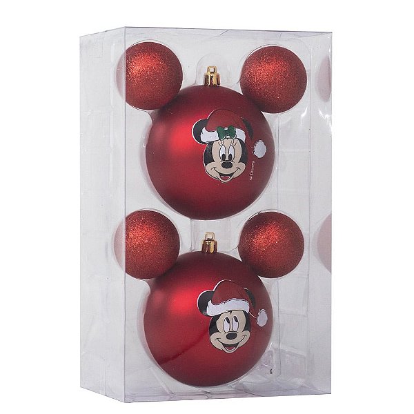Bola Mickey e Minnie Vermelho 10cm - 2 Un