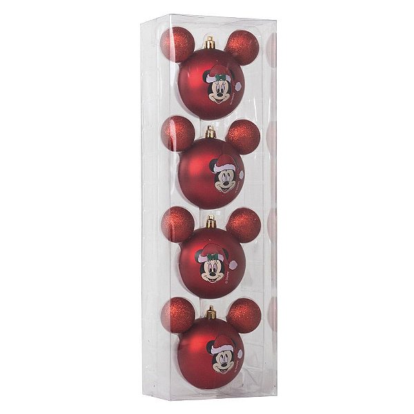 Bola Mickey e Minnie Vermelho 8cm - 4 Un