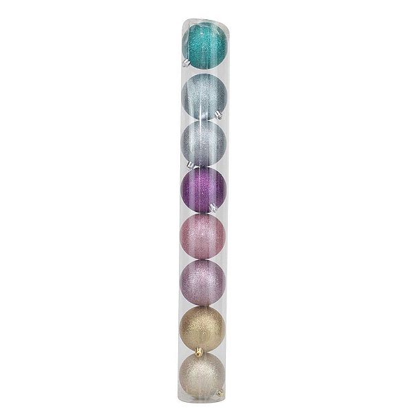 Bola Rainbow Glitter 7cm - 8 Un