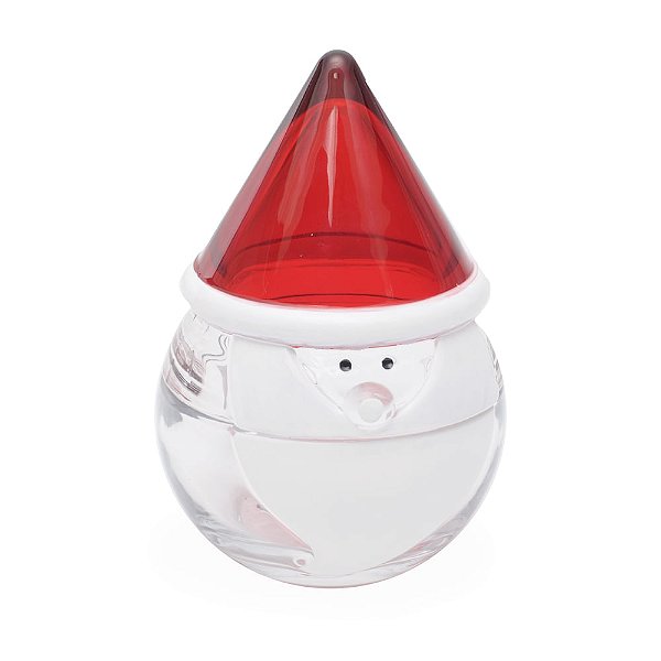 Pote de Vidro com Tampa Gorro Noel Vermelho e Incolor