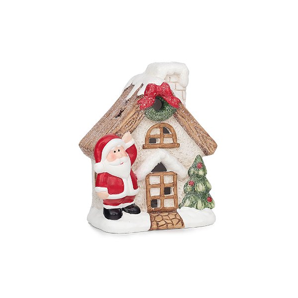 Casa Decorativa Com Papai Noel Led