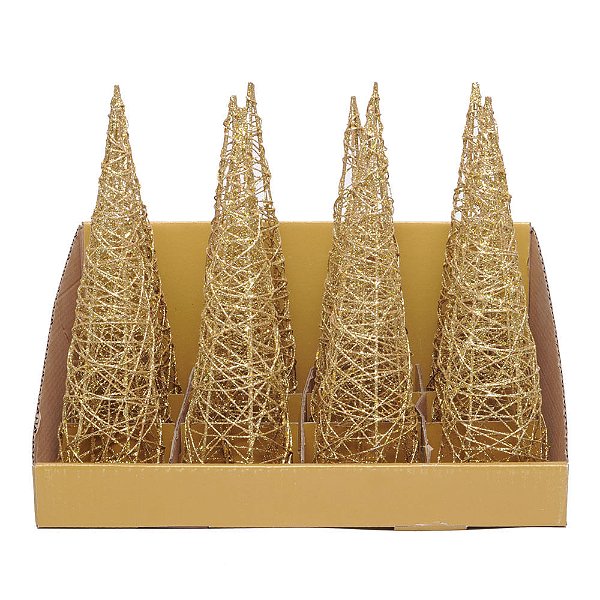 Cone Decorativo Com Tela Glitter Ouro