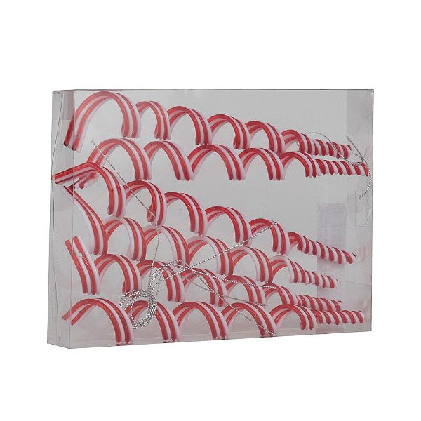 Enfeite para Pendurar Candy Vermelho e Branco 19cm - 6 Un