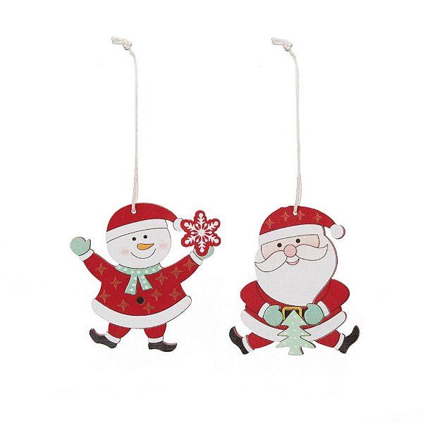 Enfeite para Pendurar Noel e Boneco de Neve com Estrela - 8 Un