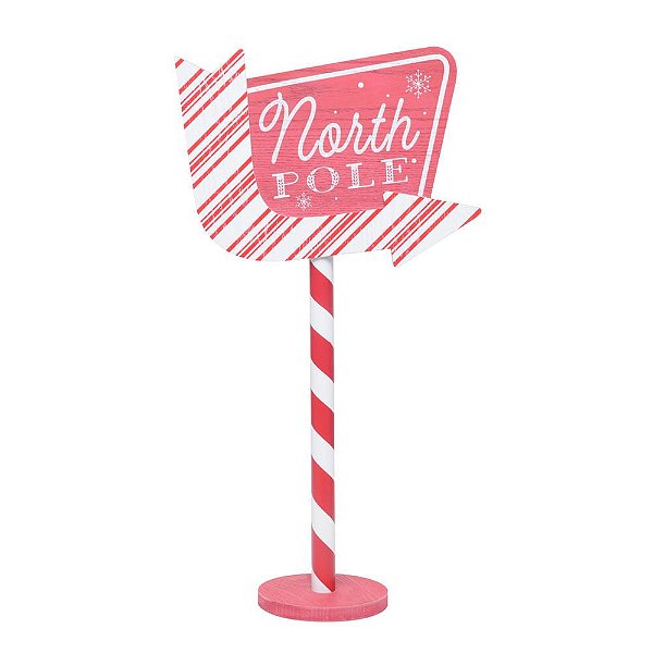Placa Decoratica North Pole Vermelho e Branco 58cm