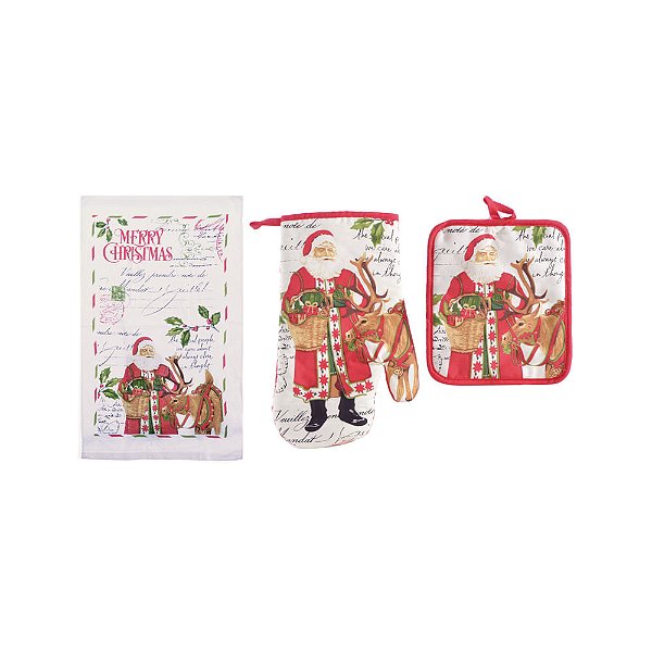 Kit com Estampa de Papai Noel e Presentes (Homemade) - 3 Un