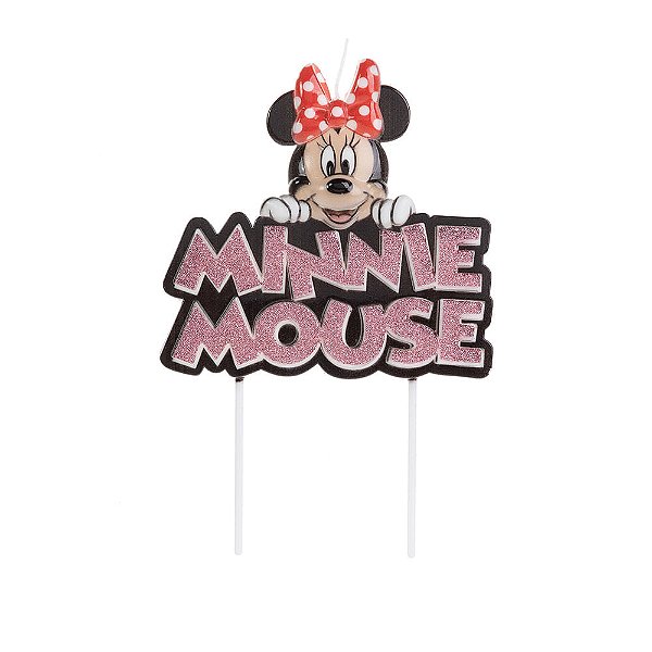 Vela Minnie Colorido Glitter Rose Gold