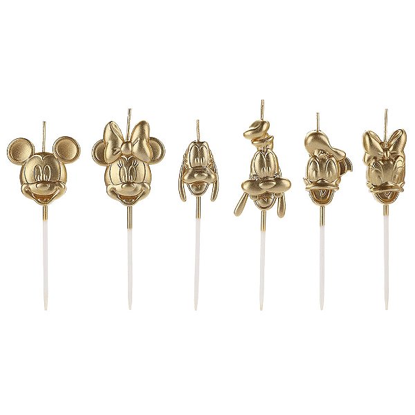 Vela Turma Mickey Dourada - 6 Un
