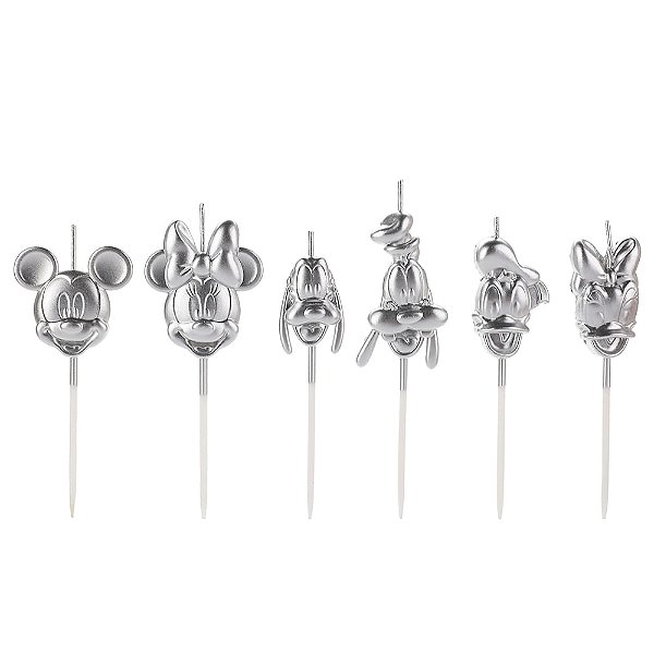 Vela Turma Mickey Prateada - 6 Un
