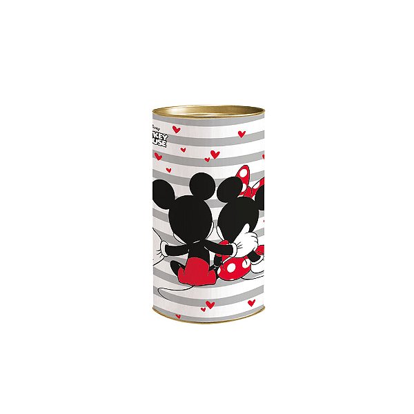 Lata para Presente Mickey e Minnie Colorido 24x10cm