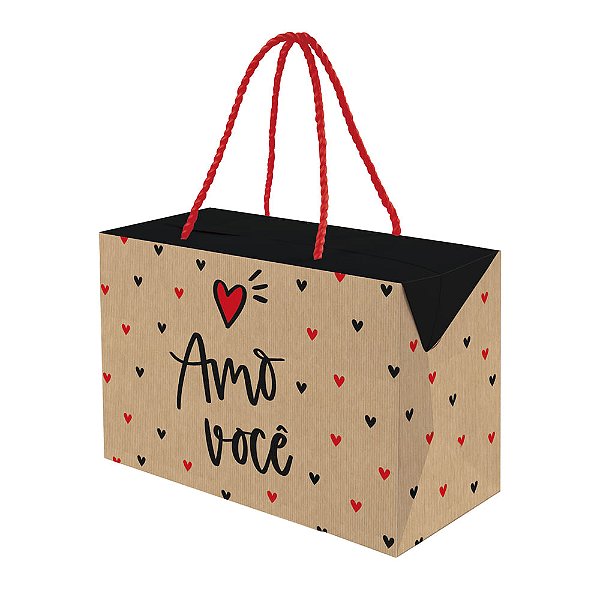 Caixa com Alça Prime Amo Você Colorido M 27x12x17cm - 10 Un
