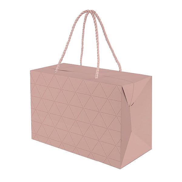 Caixa com Alça Prime com Relevo Liso Rose Gold P 23x10x14cm