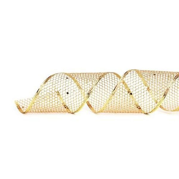 Fita Ouro Detalhes Vazados 3,8cm x 9,14m