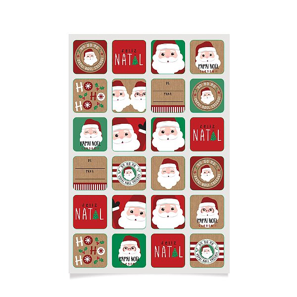 Cartela Kraft Adesiva Etiqueta Noelito 28X19cm - 24 Un