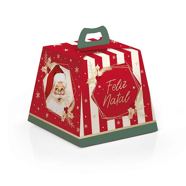 Caixa Para Mini Panetone Natalino P 11x10x11cm 100g - 10 Un