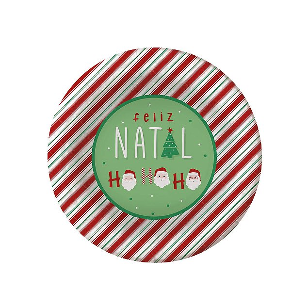 Prato Petisqueira Laminado Papai Noel Chegou 18cm - 8 Un