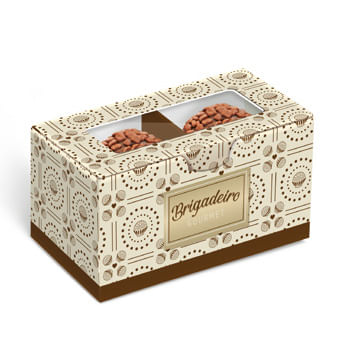 Caixa Para 2 Brigadeiros Brigadelicia Marfim 8,5x5x4,5cm - 10 Un