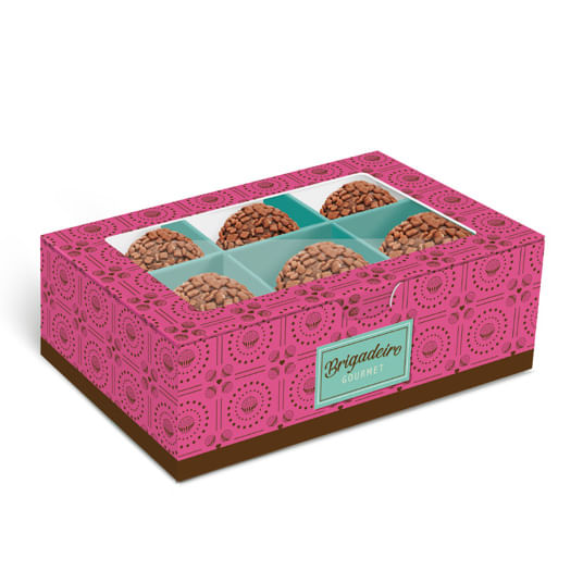 Caixa Para 6 Brigadeiros Brigadelicia Pink 12,8x8,5x4,5cm - 10 Un