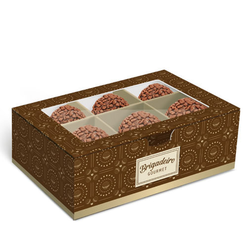 Caixa Para 6 Brigadeiros Brigadelicia Marrom 12,8x8,5x4,5cm - 10 Un