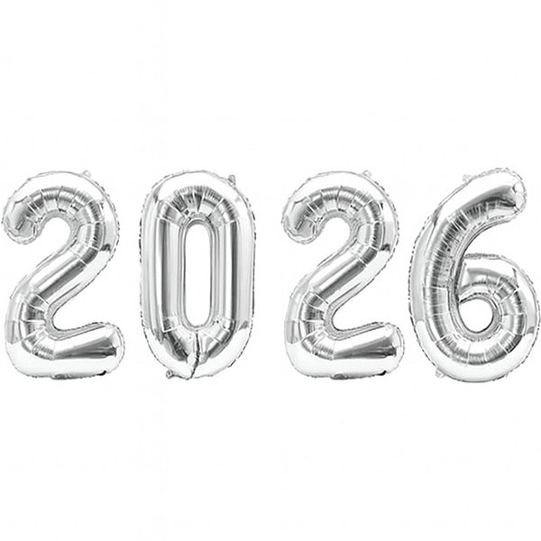 Kit Balão Metalizado 2026 Prata 40" 101cm