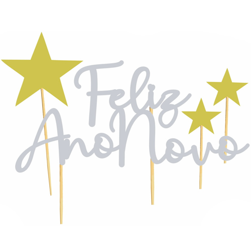 Topo de Bolo Réveillon Feliz Ano Novo - 4 Un