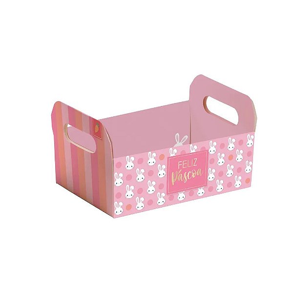 Caixote de Cartão Os Coelhinhos Rosa P 16x10,5x4,5cm - 10 Un