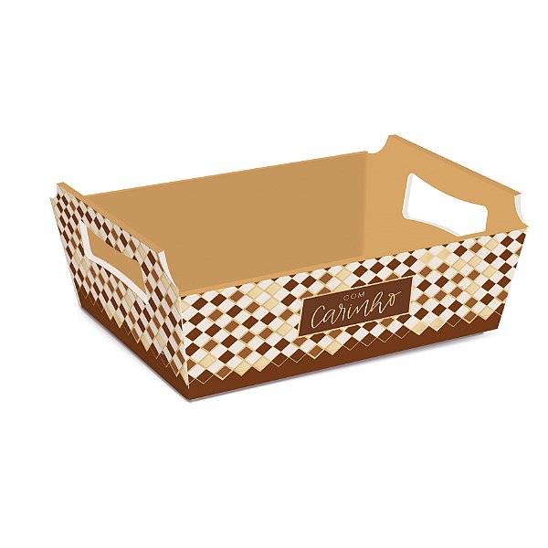 Cesta de Cartão Tons de Chocolate M 22X15X9 - 1 Un
